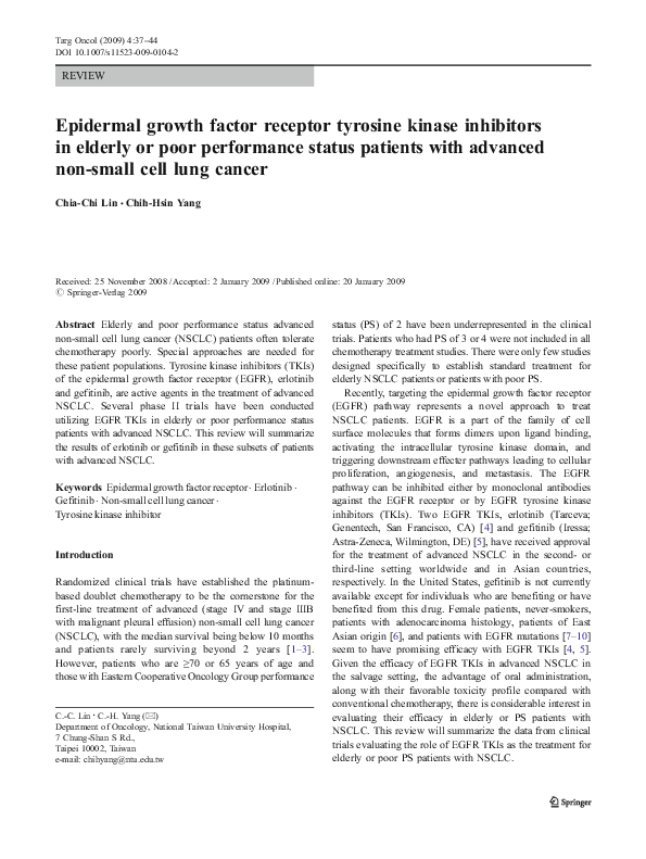 (PDF) Epidermal Growth Factor Receptor Tyrosine Kinase Inhibitors and ...