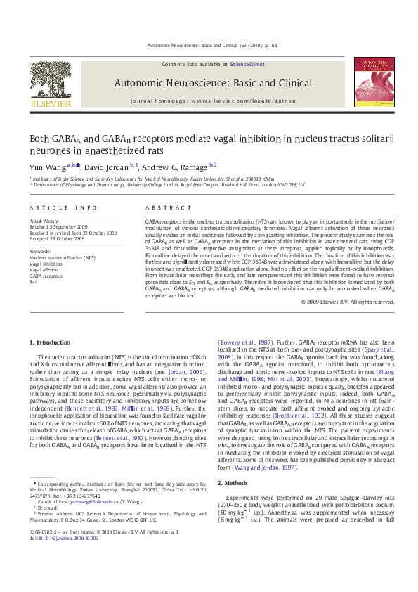 (PDF) Both GABA A and GABA B receptors mediate vagal inhibition in ...