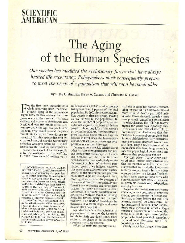 (PDF) The aging of the Human Species