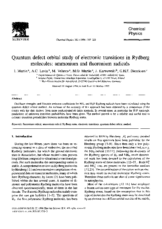 (PDF) Quantum defect orbital study of electronic transitions in Rydberg ...
