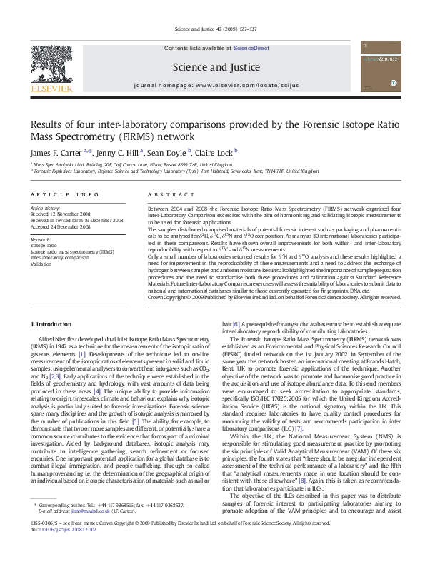 (PDF) Results of four inter-laboratory comparisons provided by the ...