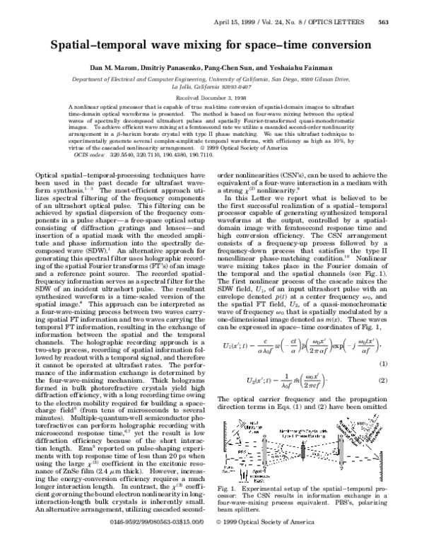(PDF) Spatial temporal wave mixing for space time conversion