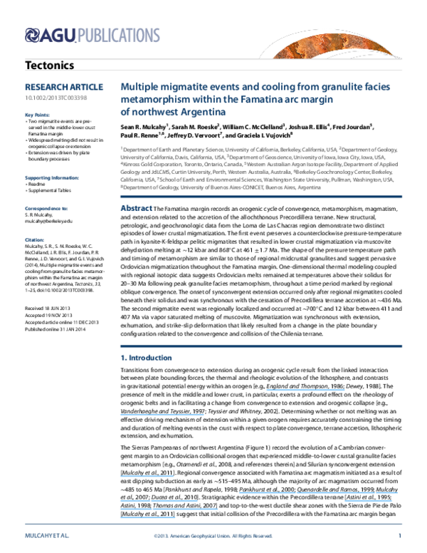 (PDF) Multiple migmatite events and cooling from granulite facies ...