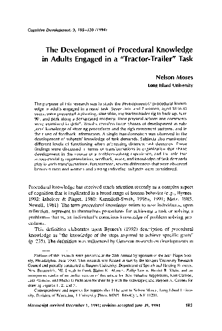 (PDF) The development of procedural knowledge in adults engaged in a ...
