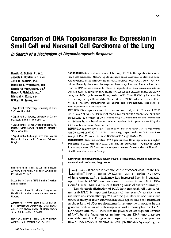 (PDF) Comparison of DNA topoisomerase IIα expression in small cell and ...