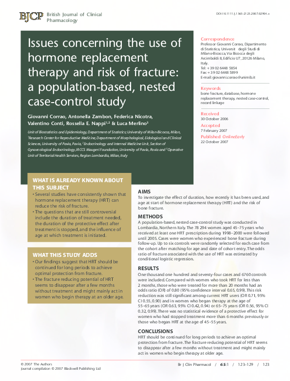 (PDF) Issues concerning the use of hormone replacement therapy and risk ...