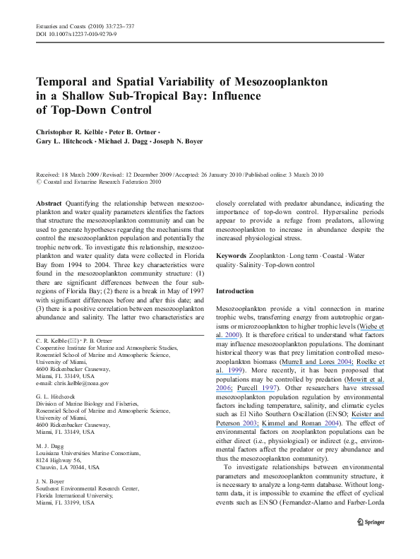 (PDF) Temporal and Spatial Variability of Mesozooplankton in a Shallow ...