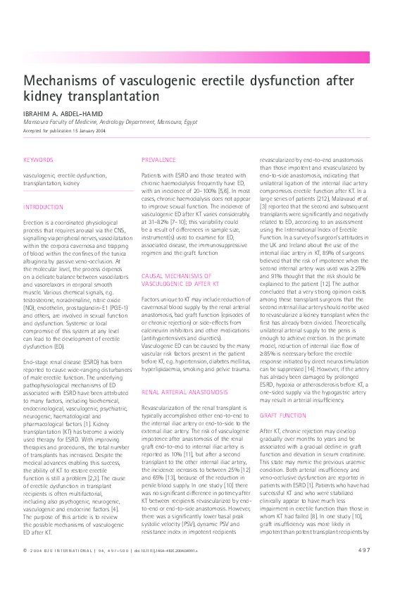 (PDF) Mechanisms of vasculogenic erectile dysfunction after kidney ...