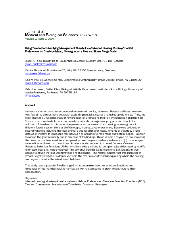 (PDF) Using TreeNet for Identifying Management Thresholds of Mantled ...