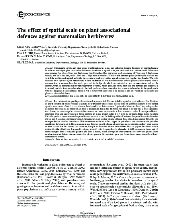 (PDF) The effect of spatial scale on plant associational defences ...