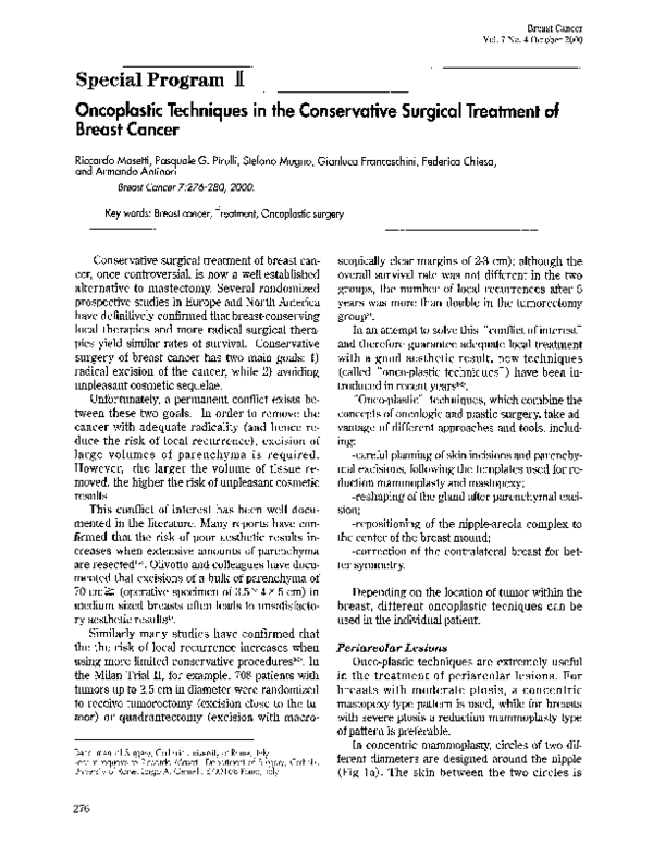 (PDF) Oncoplastic Techniques in the Conservative Surgical Treatment of ...
