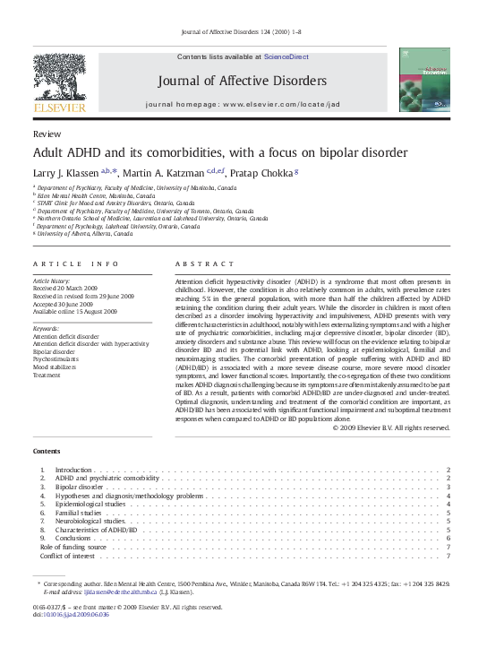 (PDF) Adult ADHD and its comorbidities, with a focus on bipolar disorder