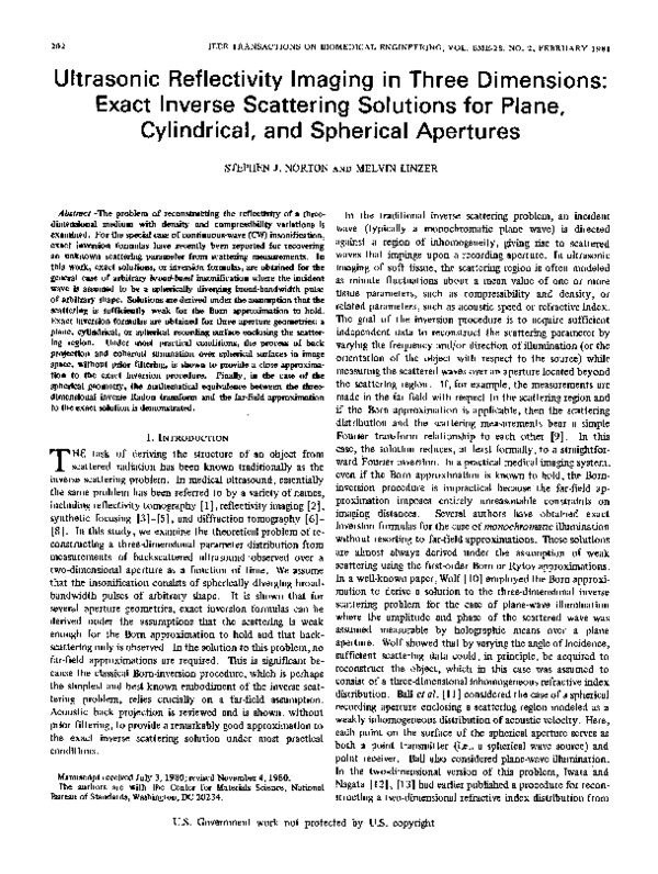 (PDF) Ultrasonic Reflectivity Imaging in Three Dimensions: Exact ...