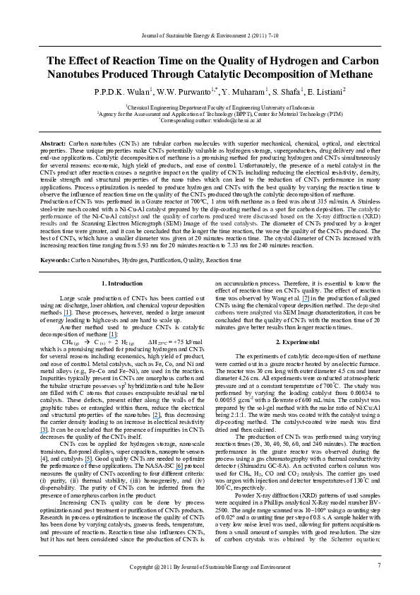 (PDF) The Effect of Reaction Time on the Quality of Hydrogen and Carbon ...