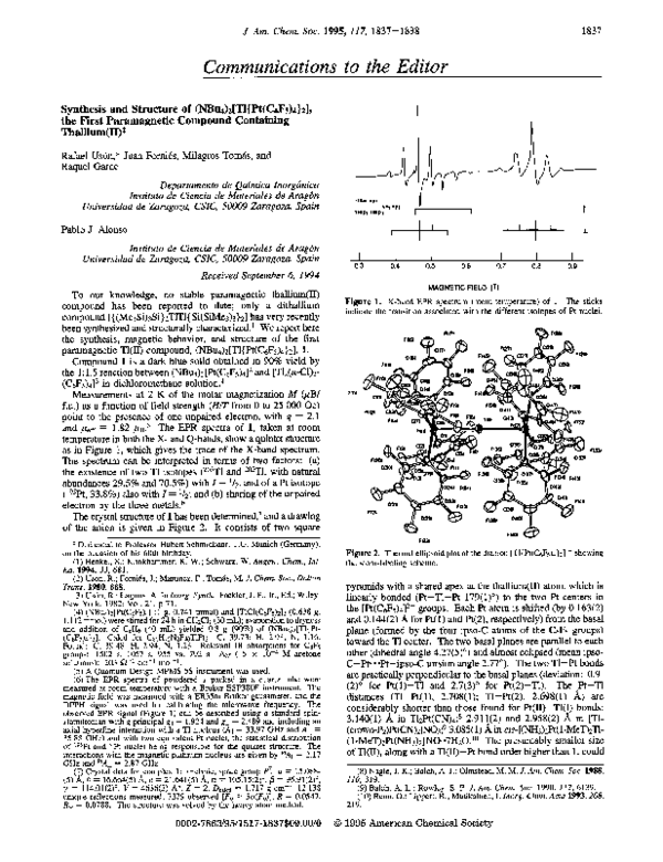 (PDF) Synthesis and Structure of (NBu4)2[Tl{Pt(C6F5)4}2], the First ...