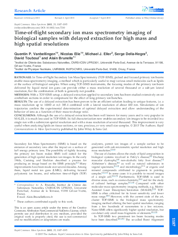 (PDF) Time-of-flight Secondary Ion Mass Spectrometry of Branched RNA ...