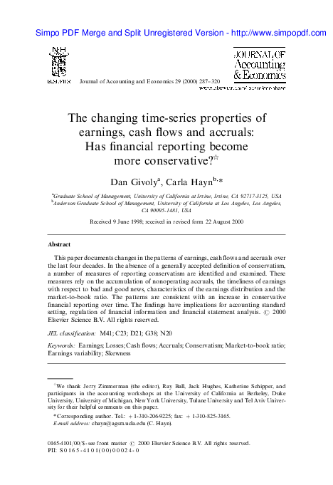 (PDF) The changing time-series properties of earnings, cash flows and ...