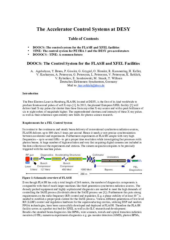 (PDF) The Accelerator Control Systems at DESY Table of Contents ∞ DOOCS ...