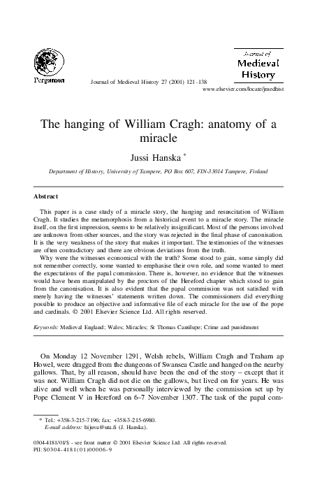 The hanging of William Cragh: anatomy of a miracle