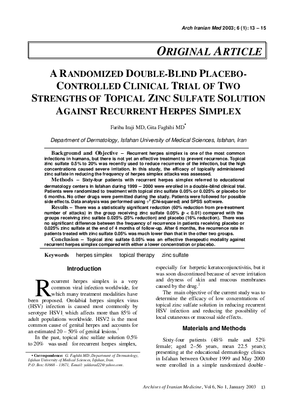 (PDF) A Randomized DoubleBlind Placebo Controlled Clinical Trial of