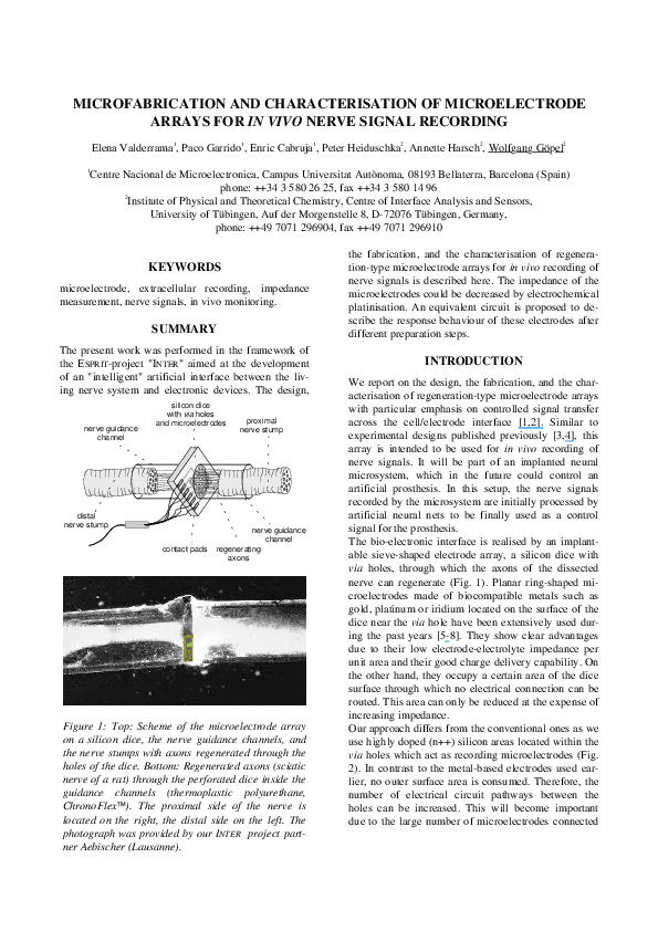 (PDF) Microfabrication And Characterisation Of Microelectrode Arrays ...