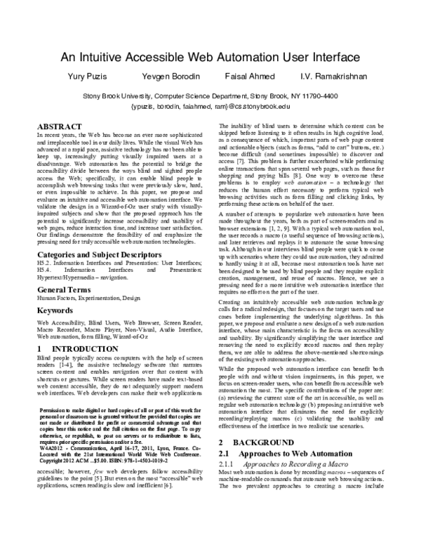 (PDF) An intuitive accessible web automation user interface