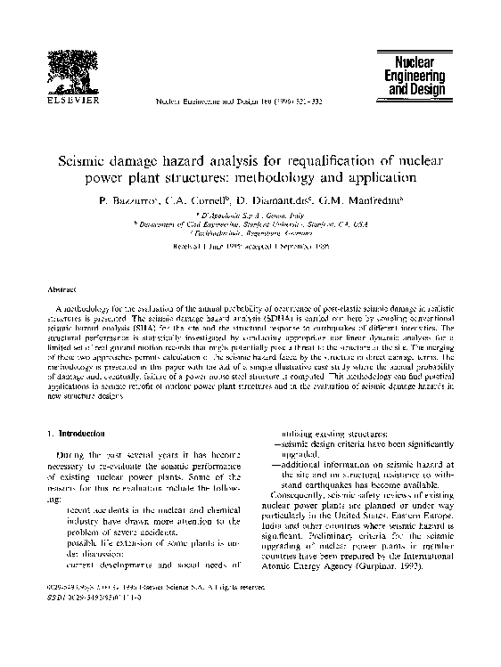 (PDF) Seismic damage hazard analysis for requalification of nuclear ...