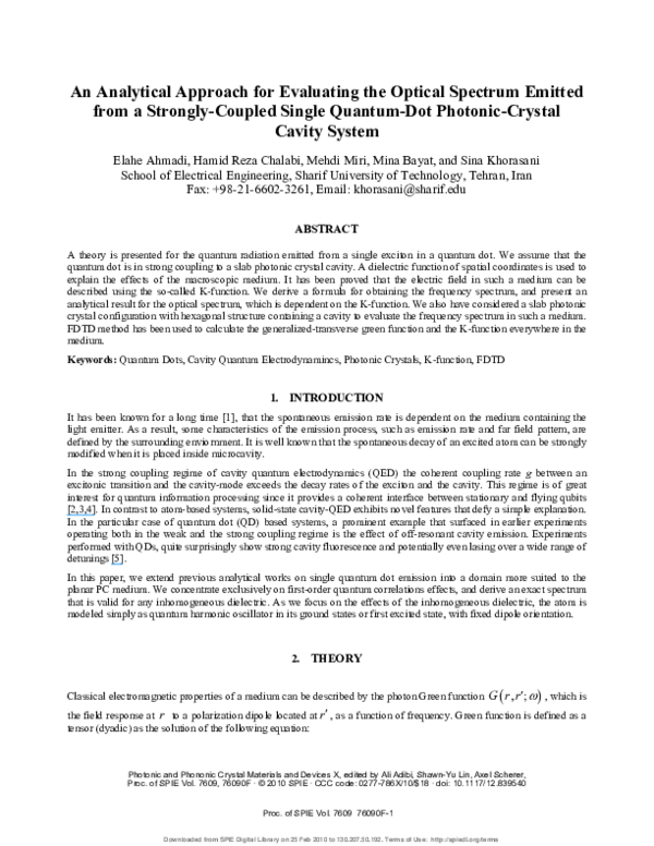 (PDF) An analytical approach for evaluating the optical spectrum ...