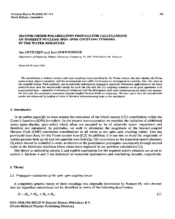 (PDF) Second-order polarization propagator calculations of indirect ...