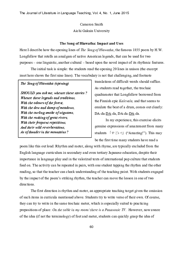 (PDF) The Song of Hiawatha Impact and Uses Cameron Smith Academia.edu