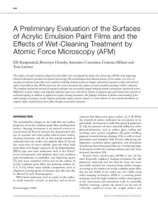 (PDF) A Preliminary Evaluation of the Surfaces of Acrylic Emulsion