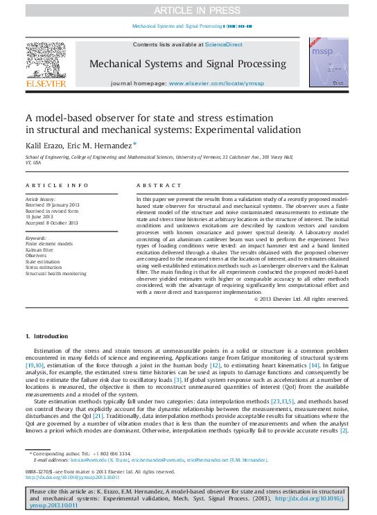 (PDF) A model-based observer for state and stress estimation in ...