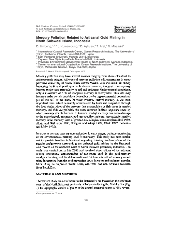 (PDF) Mercury Pollution Related to Artisanal Gold Mining in North ...