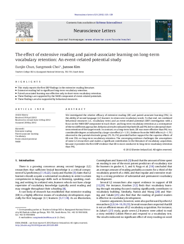 (PDF) The effect of extensive reading and paired-associate learning on ...