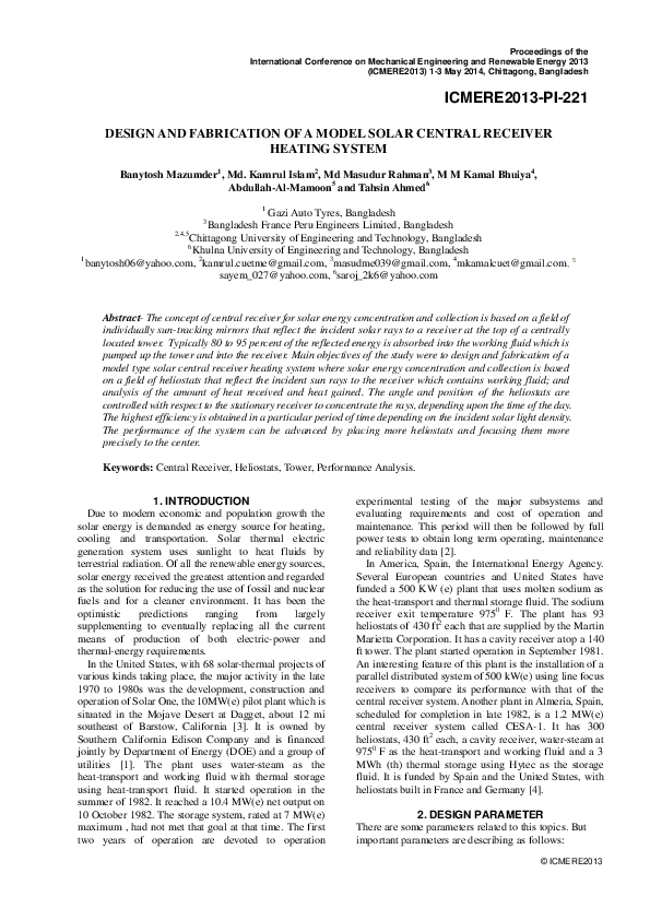 Pdf Design And Fabrication Of Amodel Solar Central Receiver