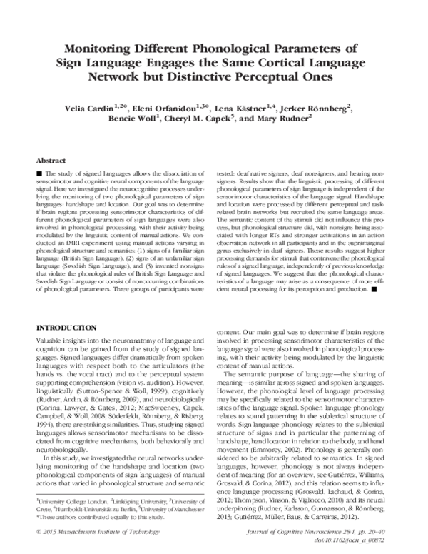 (PDF) Monitoring Different Phonological Parameters of Sign Language ...