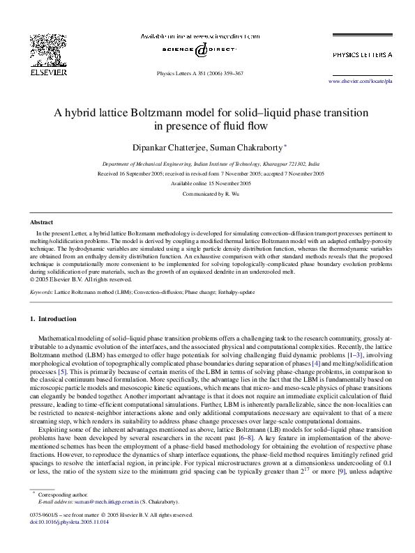 (PDF) A hybrid lattice Boltzmann model for solid–liquid phase ...