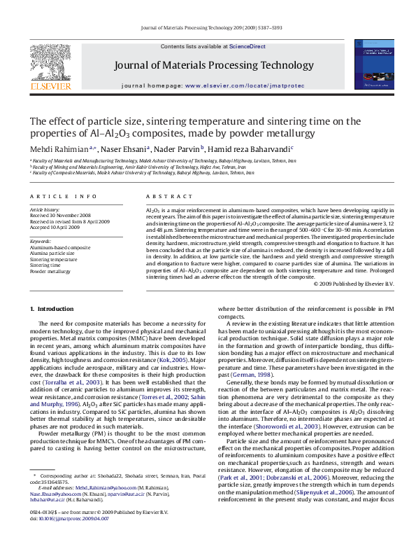 (PDF) The effect of particle size, sintering temperature and sintering ...
