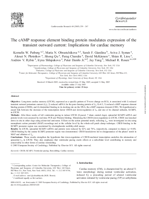(PDF) The cAMP response element binding protein modulates expression of ...