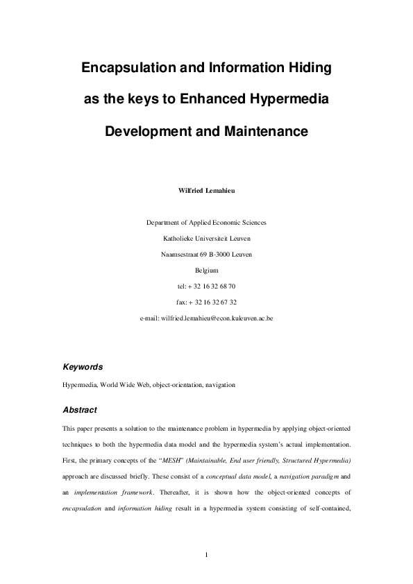 (PDF) Encapsulation and information hiding as the keys to enhanced ...