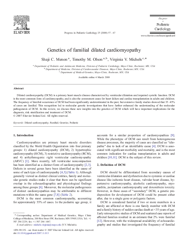 (PDF) Genetics of familial dilated cardiomyopathy