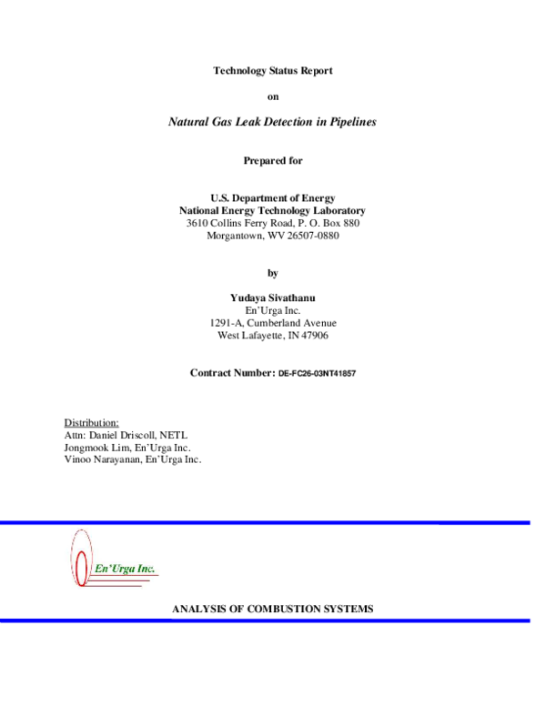 (PDF) Natural Gas Leak Detection in Pipelines