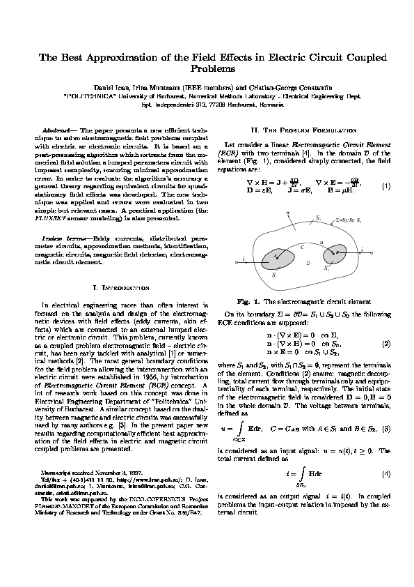 (PDF) The best approximation of the field effects in electric circuit