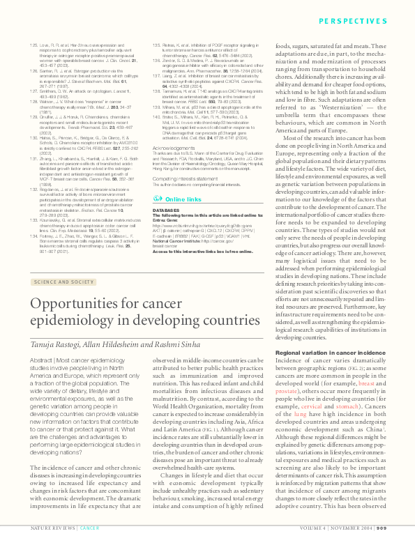 (PDF) Opportunities for cancer epidemiology in developing countries