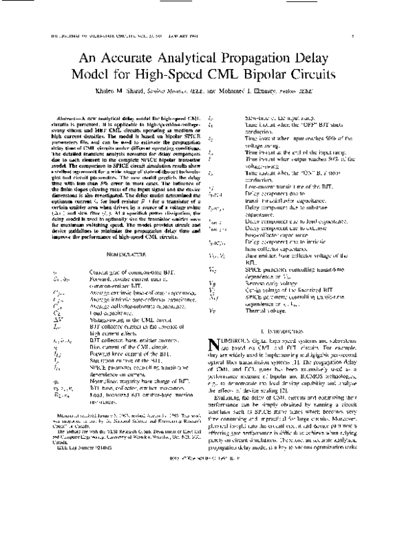 (PDF) An accurate analytical propagation delay model for high-speed CML ...