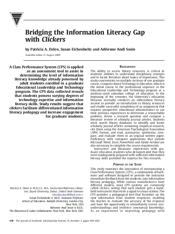 (PDF) Bridging the Information Literacy Gap with Clickers