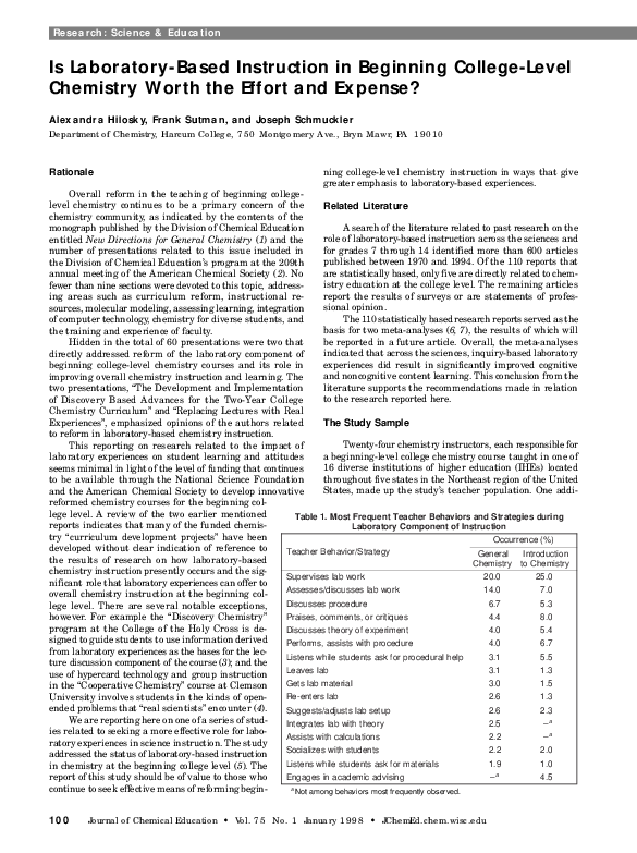 (PDF) Is Laboratory Based Instruction in Beginning CollegeLevel