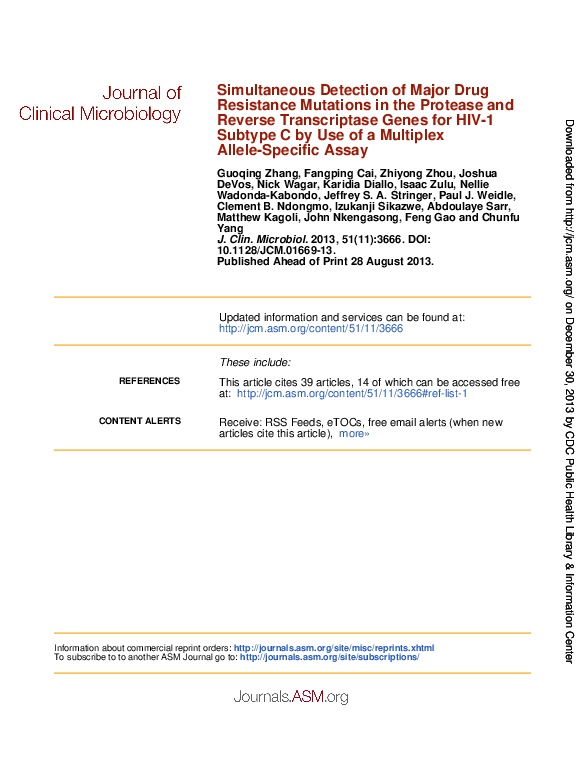 (PDF) Simultaneous Detection of Major Drug Resistance Mutations in the ...