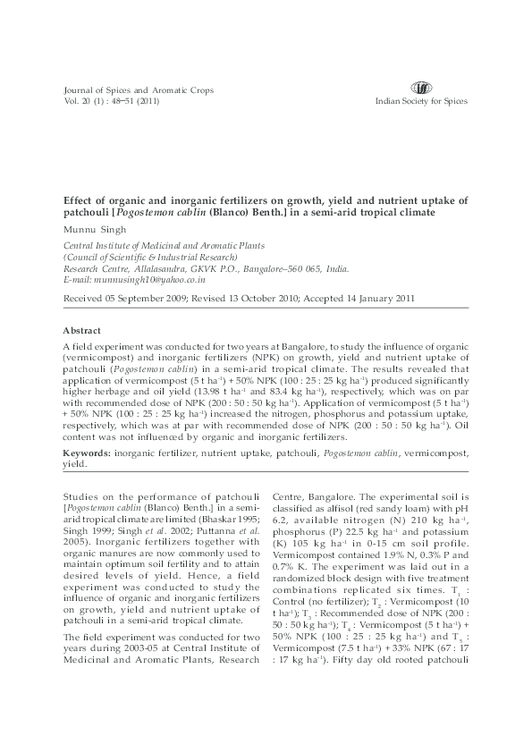 (PDF) The effect of organic and inorganic fertilizers on soil physical ...