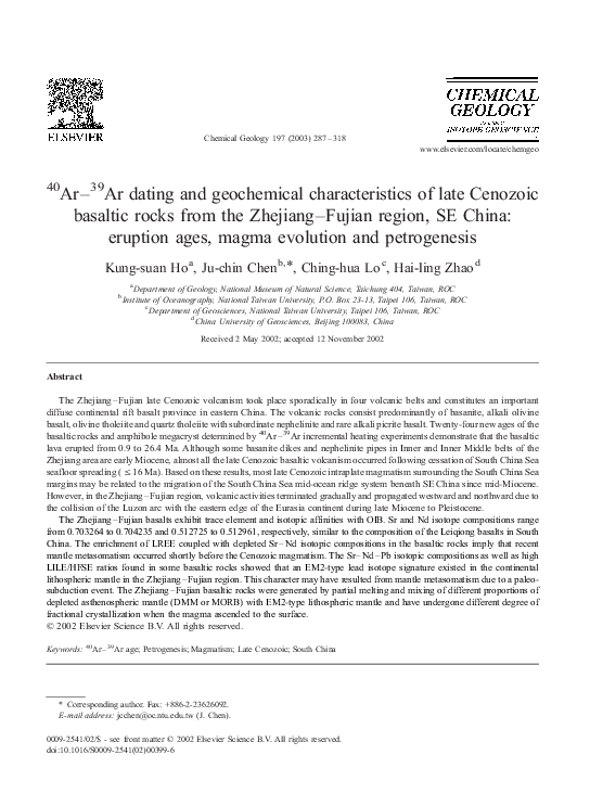 (PDF) 40Ar– 39Ar dating and geochemical characteristics of late ...